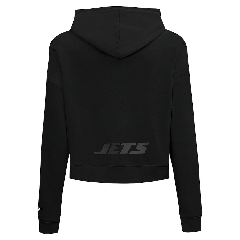 New York Jets Pro Standard Women's Jeweled Cropped Pullover Hoodie Black