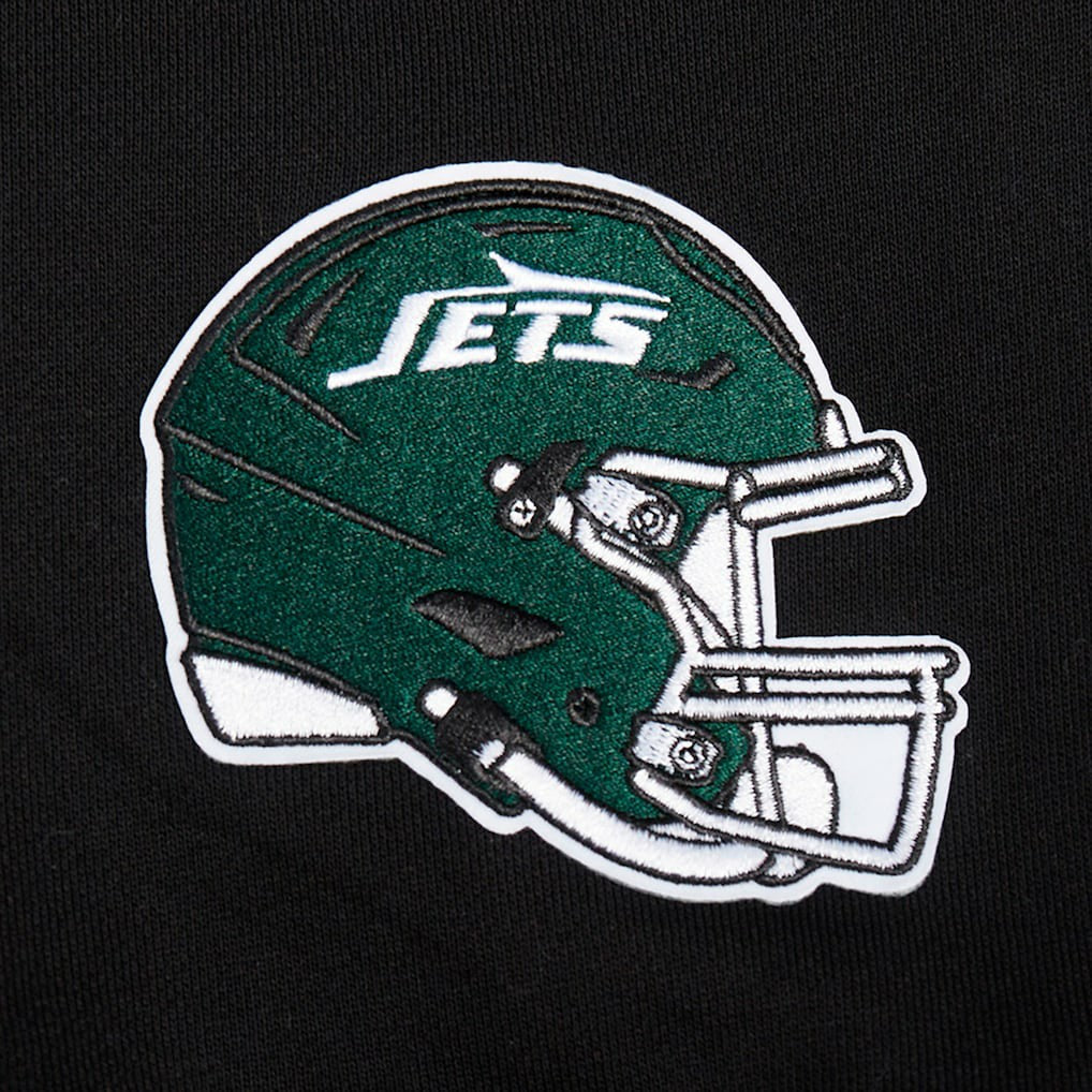 New York Jets Pro Standard Women's Jeweled Cropped Pullover Hoodie Black