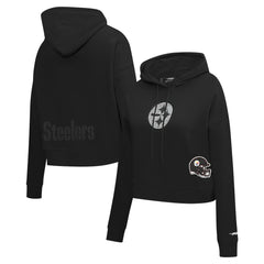 Pittsburgh Steelers Pro Standard Women's Jeweled Cropped Pullover Hoodie Black