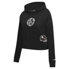 Pittsburgh Steelers Pro Standard Women's Jeweled Cropped Pullover Hoodie Black