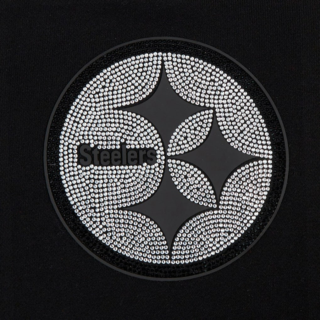 Pittsburgh Steelers Pro Standard Women's Jeweled Cropped Pullover Hoodie Black
