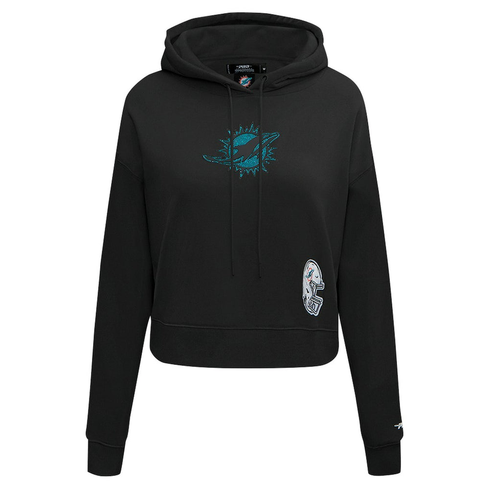 Miami Dolphins Pro Standard Women's Jeweled Cropped Pullover Hoodie Black