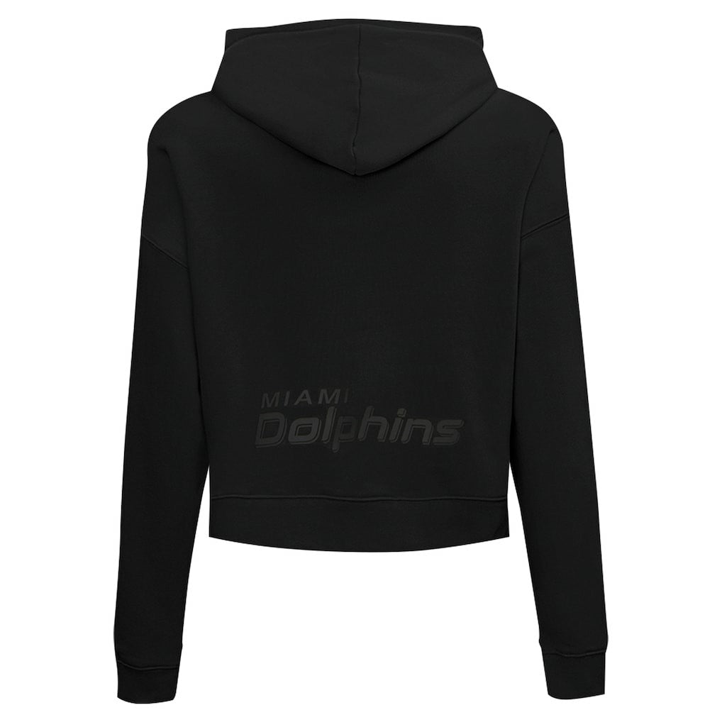 Miami Dolphins Pro Standard Women's Jeweled Cropped Pullover Hoodie Black