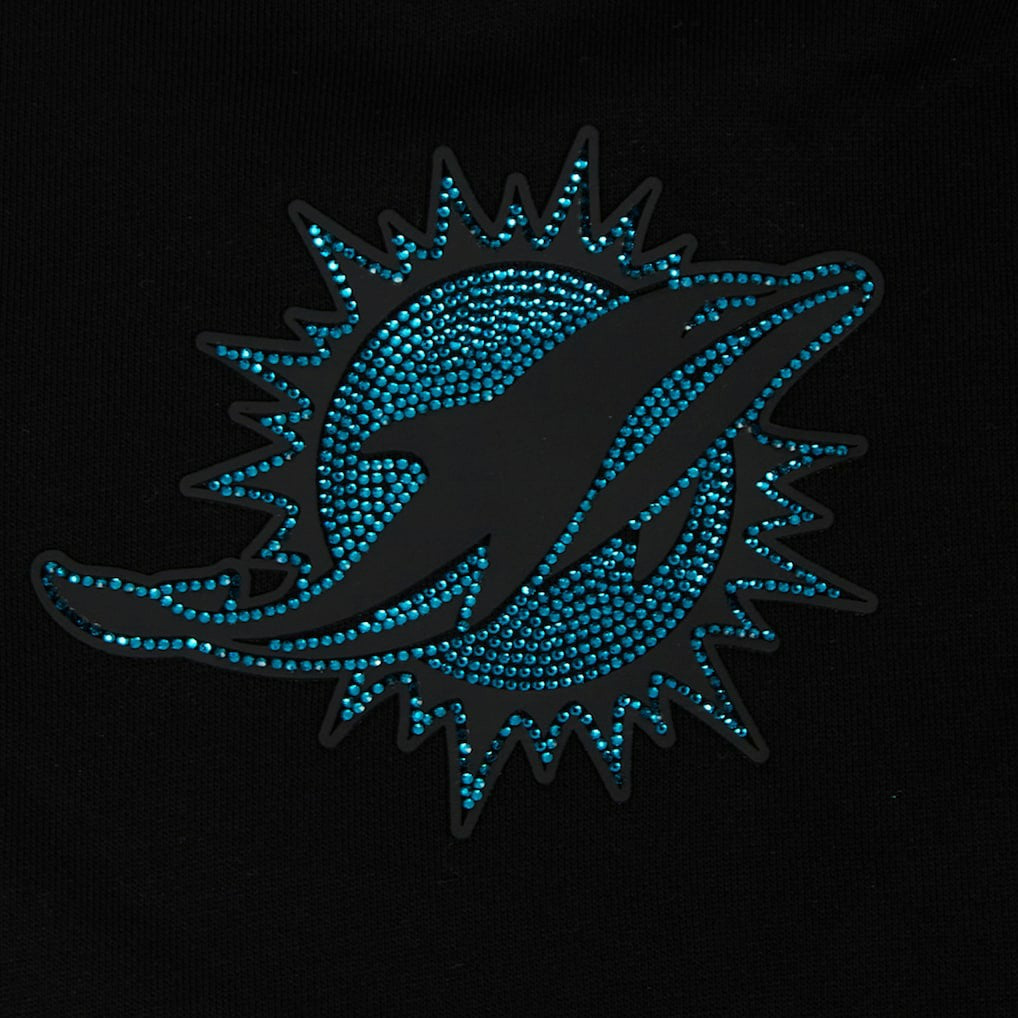 Miami Dolphins Pro Standard Women's Jeweled Cropped Pullover Hoodie Black