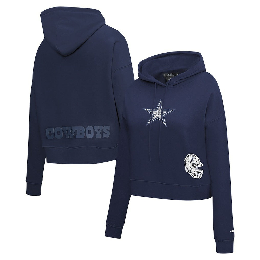 Dallas Cowboys Pro Standard Women's Jeweled Cropped Pullover Hoodie Navy