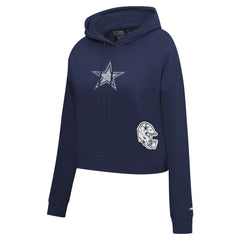Dallas Cowboys Pro Standard Women's Jeweled Cropped Pullover Hoodie Navy