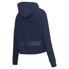 Dallas Cowboys Pro Standard Women's Jeweled Cropped Pullover Hoodie Navy