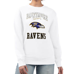 Baltimore Ravens G-III 4Her by Carl Banks Women's Team Logo Graphic Tri-Blend Pullover Sweatshirt White