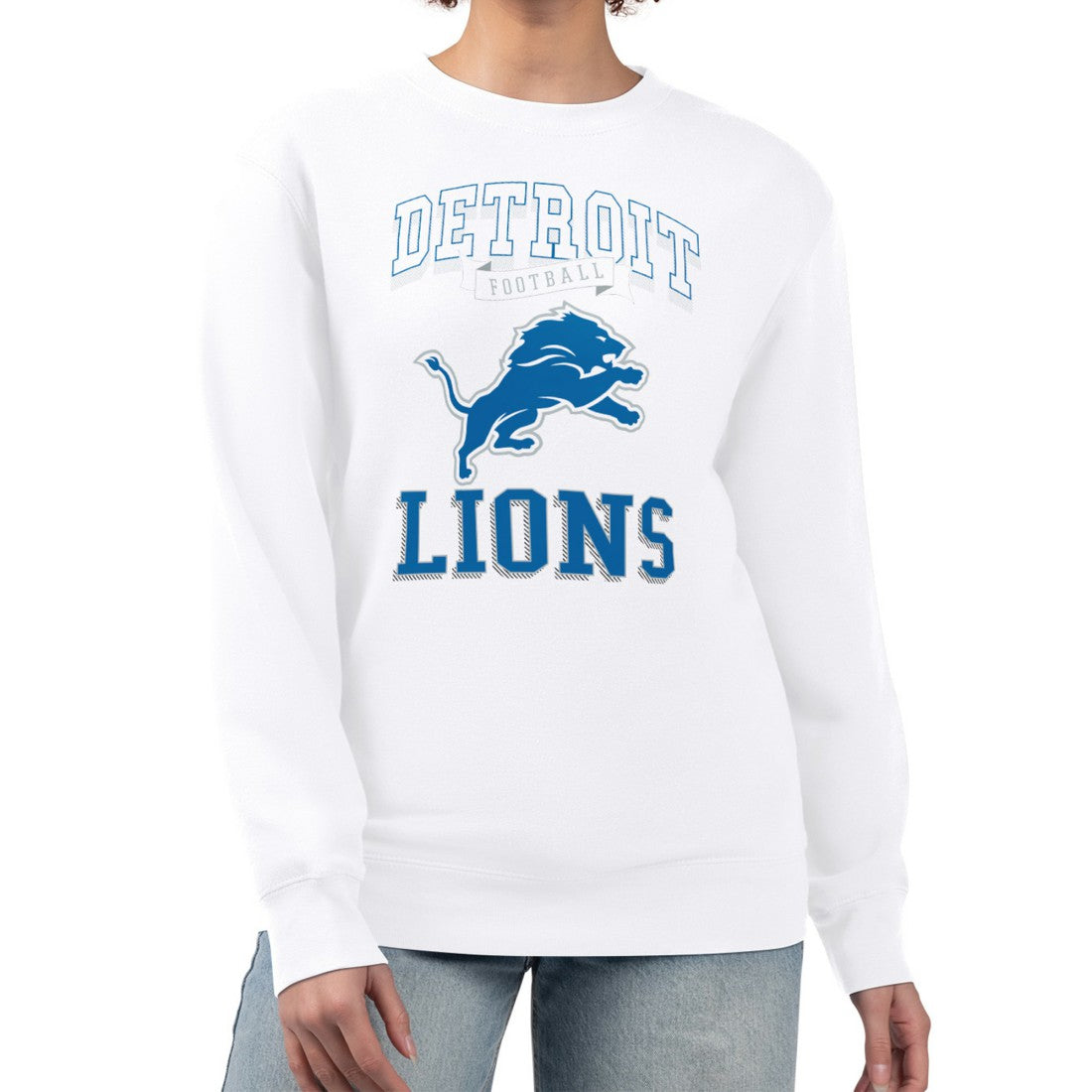 Detroit Lions G-III 4Her by Carl Banks Women's Team Logo Graphic Tri-Blend Pullover Sweatshirt White