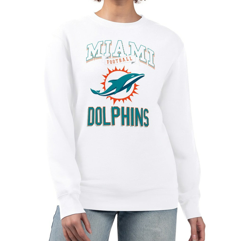 Miami Dolphins G-III 4Her by Carl Banks Women's Team Logo Graphic Tri-Blend Pullover Sweatshirt White