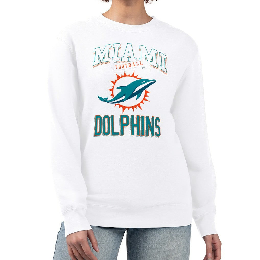 Miami Dolphins G-III 4Her by Carl Banks Women's Team Logo Graphic Tri-Blend Pullover Sweatshirt White