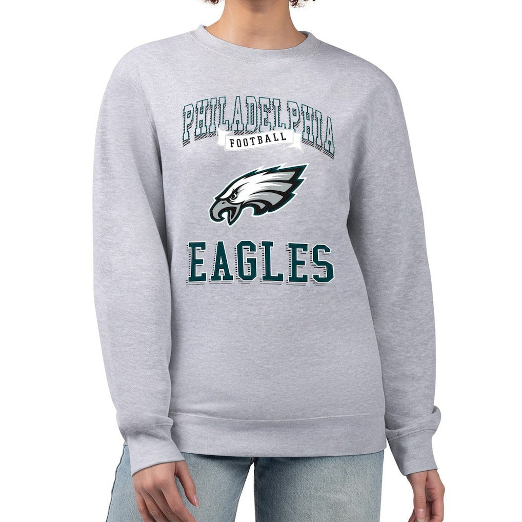 Philadelphia Eagles G-III 4Her by Carl Banks Women's Team Logo Graphic Tri-Blend Pullover Sweatshirt Heather Gray