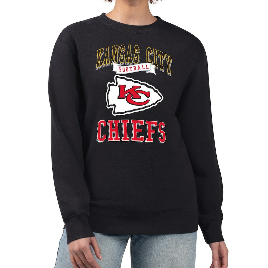Kansas City Chiefs G-III 4Her by Carl Banks Women's Team Logo Graphic Tri-Blend Pullover Sweatshirt Black