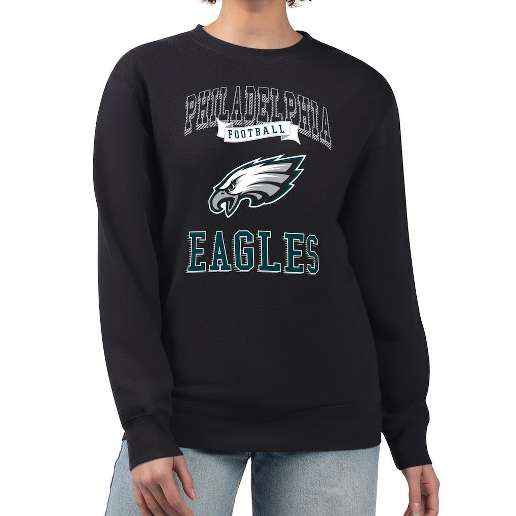 Philadelphia Eagles G-III 4Her by Carl Banks Women's Team Logo Graphic Tri-Blend Pullover Sweatshirt Black