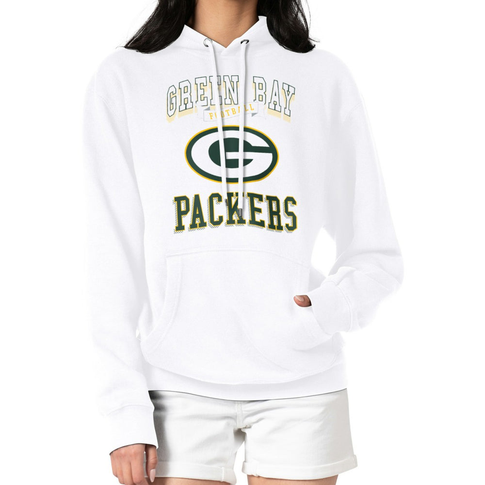 Green Bay Packers G-III 4Her by Carl Banks Women's Team Logo Graphic Fleece Tri-Blend Pullover Hoodie White