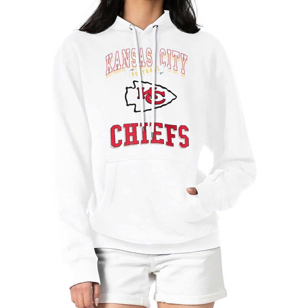 Kansas City Chiefs G-III 4Her by Carl Banks Women's Team Logo Graphic Fleece Tri-Blend Pullover Hoodie White