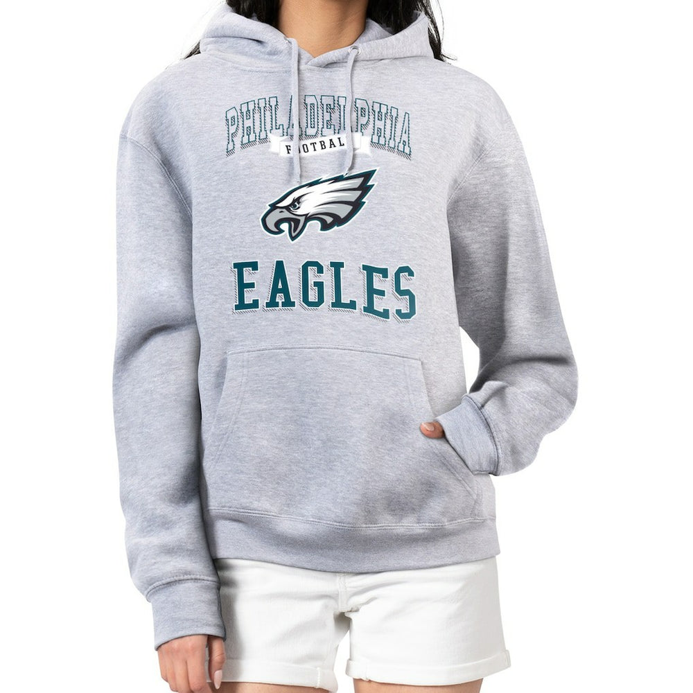 Philadelphia Eagles G-III 4Her by Carl Banks Women's Team Logo Graphic Fleece Tri-Blend Pullover Hoodie Heather Gray