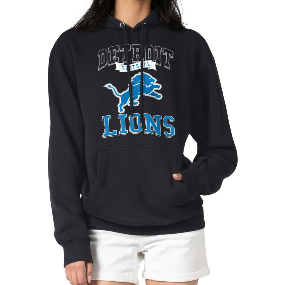 Detroit Lions G-III 4Her by Carl Banks Women's Team Logo Graphic Fleece Tri-Blend Pullover Hoodie Black