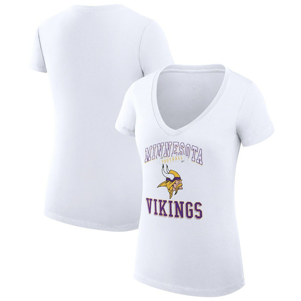 Minnesota Vikings G-III 4Her by Carl Banks Women's Super-Slim Fit Lightweight Team Logo Graphic V-Neck T-Shirt White