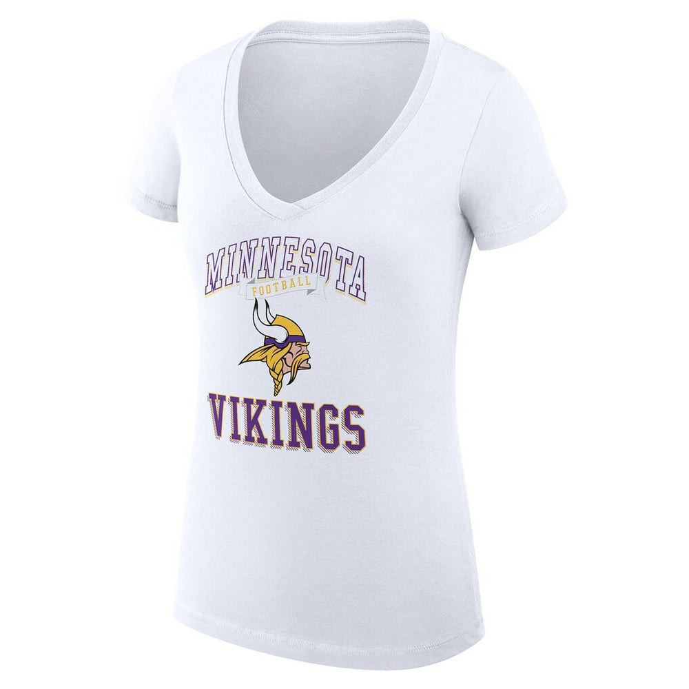 Minnesota Vikings G-III 4Her by Carl Banks Women's Super-Slim Fit Lightweight Team Logo Graphic V-Neck T-Shirt White