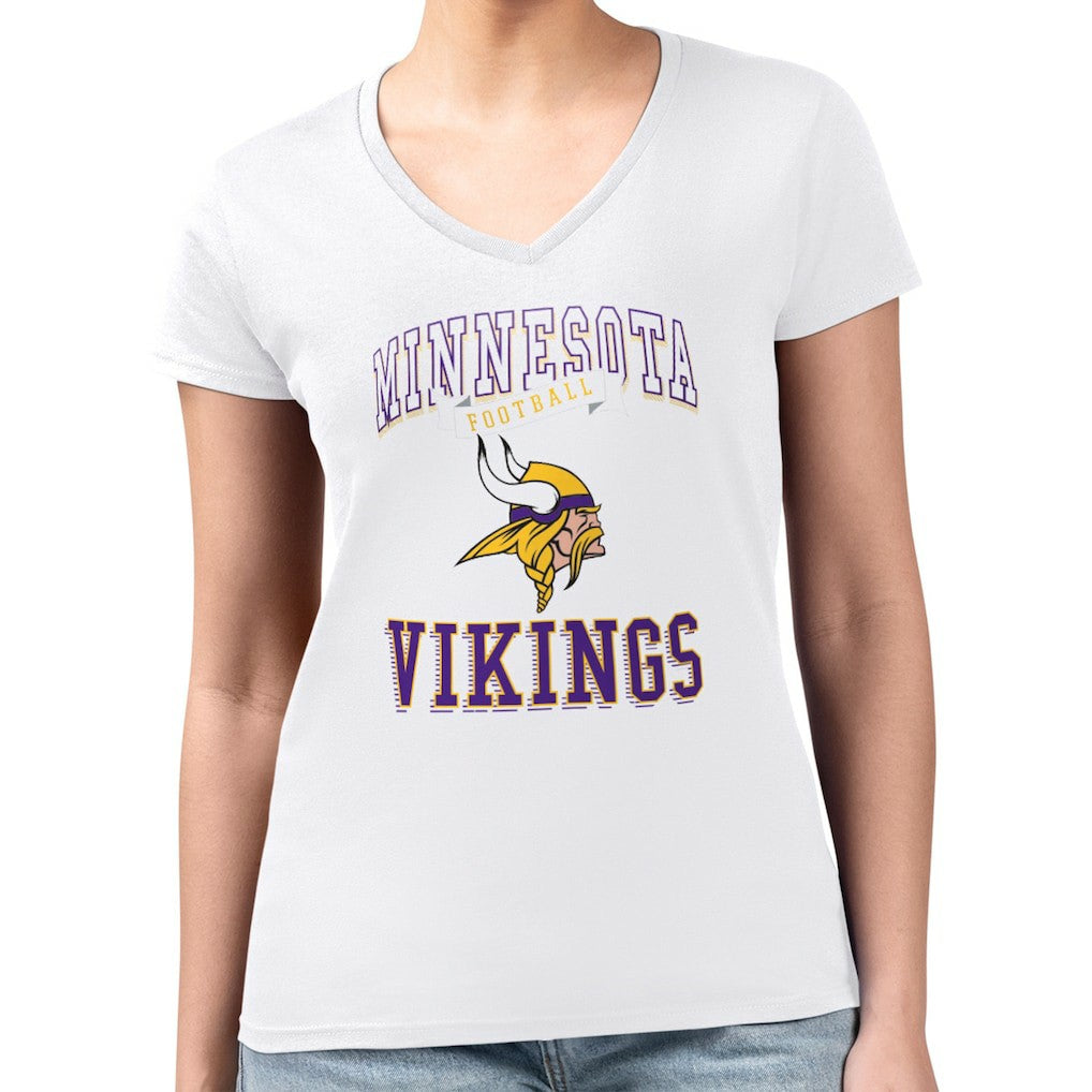 Minnesota Vikings G-III 4Her by Carl Banks Women's Super-Slim Fit Lightweight Team Logo Graphic V-Neck T-Shirt White