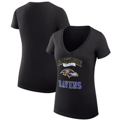 Baltimore Ravens G-III 4Her by Carl Banks Women's Super-Slim Fit Lightweight Team Logo Graphic V-Neck T-Shirt Black