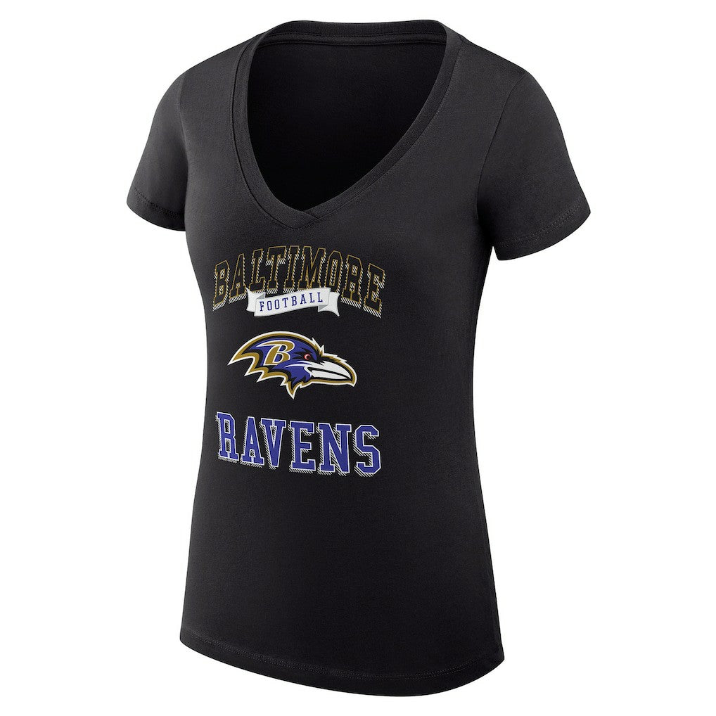 Baltimore Ravens G-III 4Her by Carl Banks Women's Super-Slim Fit Lightweight Team Logo Graphic V-Neck T-Shirt Black