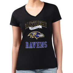 Baltimore Ravens G-III 4Her by Carl Banks Women's Super-Slim Fit Lightweight Team Logo Graphic V-Neck T-Shirt Black