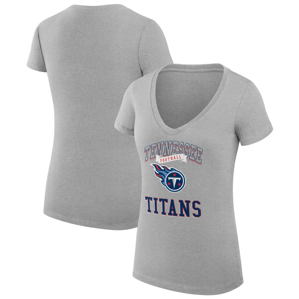 Tennessee Titans G-III 4Her by Carl Banks Women's Super-Slim Fit Lightweight Team Logo Graphic V-Neck T-Shirt Heather Gray