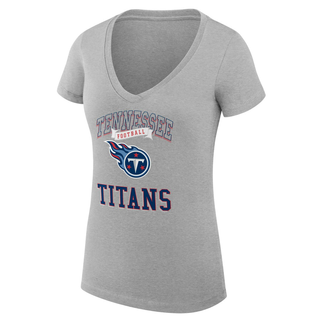 Tennessee Titans G-III 4Her by Carl Banks Women's Super-Slim Fit Lightweight Team Logo Graphic V-Neck T-Shirt Heather Gray