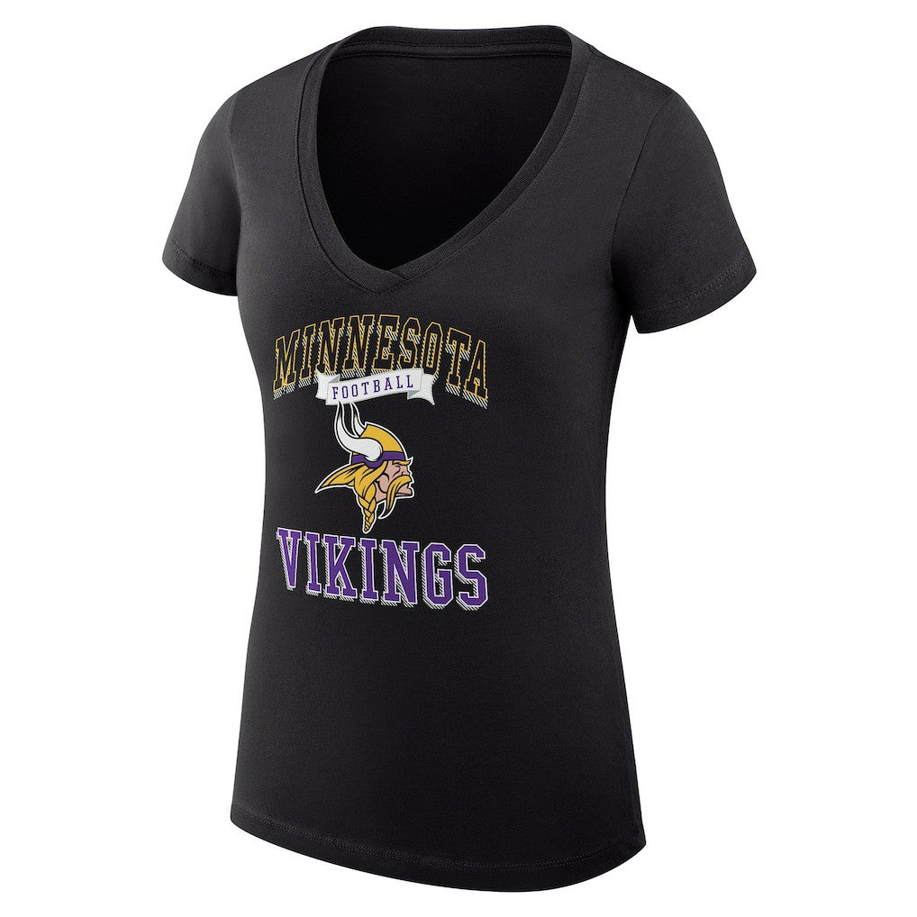Minnesota Vikings G-III 4Her by Carl Banks Women's Super-Slim Fit Lightweight Team Logo Graphic V-Neck T-Shirt Black