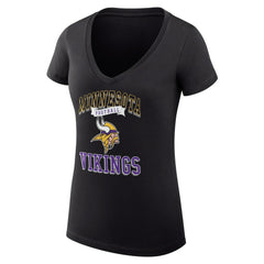 Minnesota Vikings G-III 4Her by Carl Banks Women's Super-Slim Fit Lightweight Team Logo Graphic V-Neck T-Shirt Black