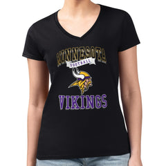 Minnesota Vikings G-III 4Her by Carl Banks Women's Super-Slim Fit Lightweight Team Logo Graphic V-Neck T-Shirt Black