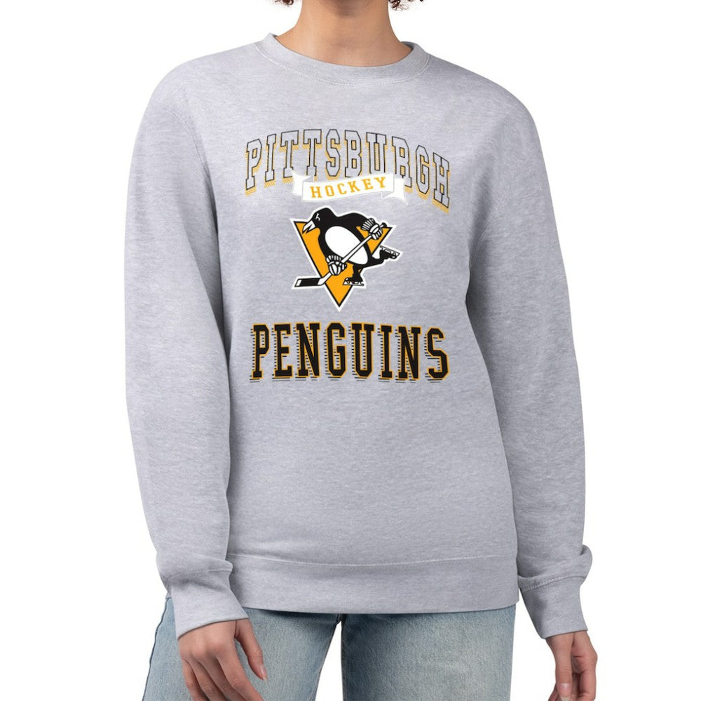 NHL Pittsburgh Penguins G-III 4Her by Carl Banks Women's Team Logo Tri-Blend Fleece Pullover Sweatshirt - Heather Gray
