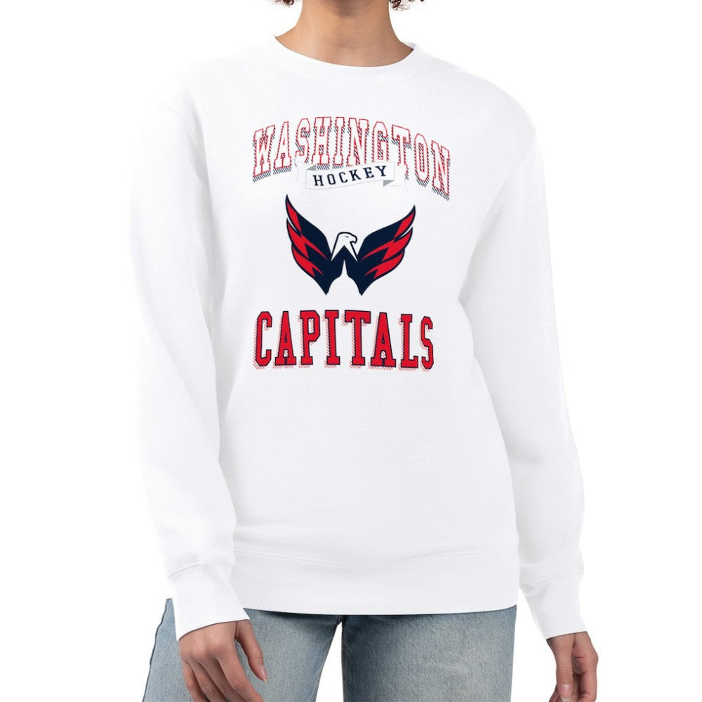 NHL Washington Capitals G-III 4Her by Carl Banks Women's Team Logo Tri-Blend Fleece Pullover Sweatshirt - White