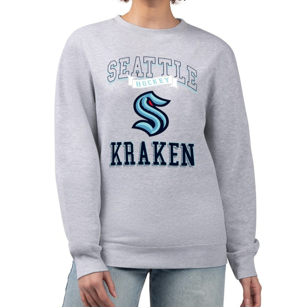 NHL Seattle Kraken G-III 4Her by Carl Banks Women's Team Logo Tri-Blend Fleece Pullover Sweatshirt - Heather Gray