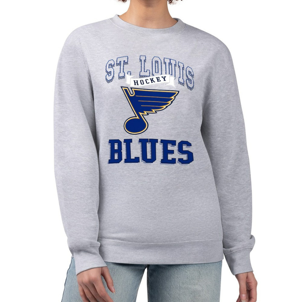 NHL St. Louis Blues G-III 4Her by Carl Banks Women's Team Logo Tri-Blend Fleece Pullover Sweatshirt - Heather Gray