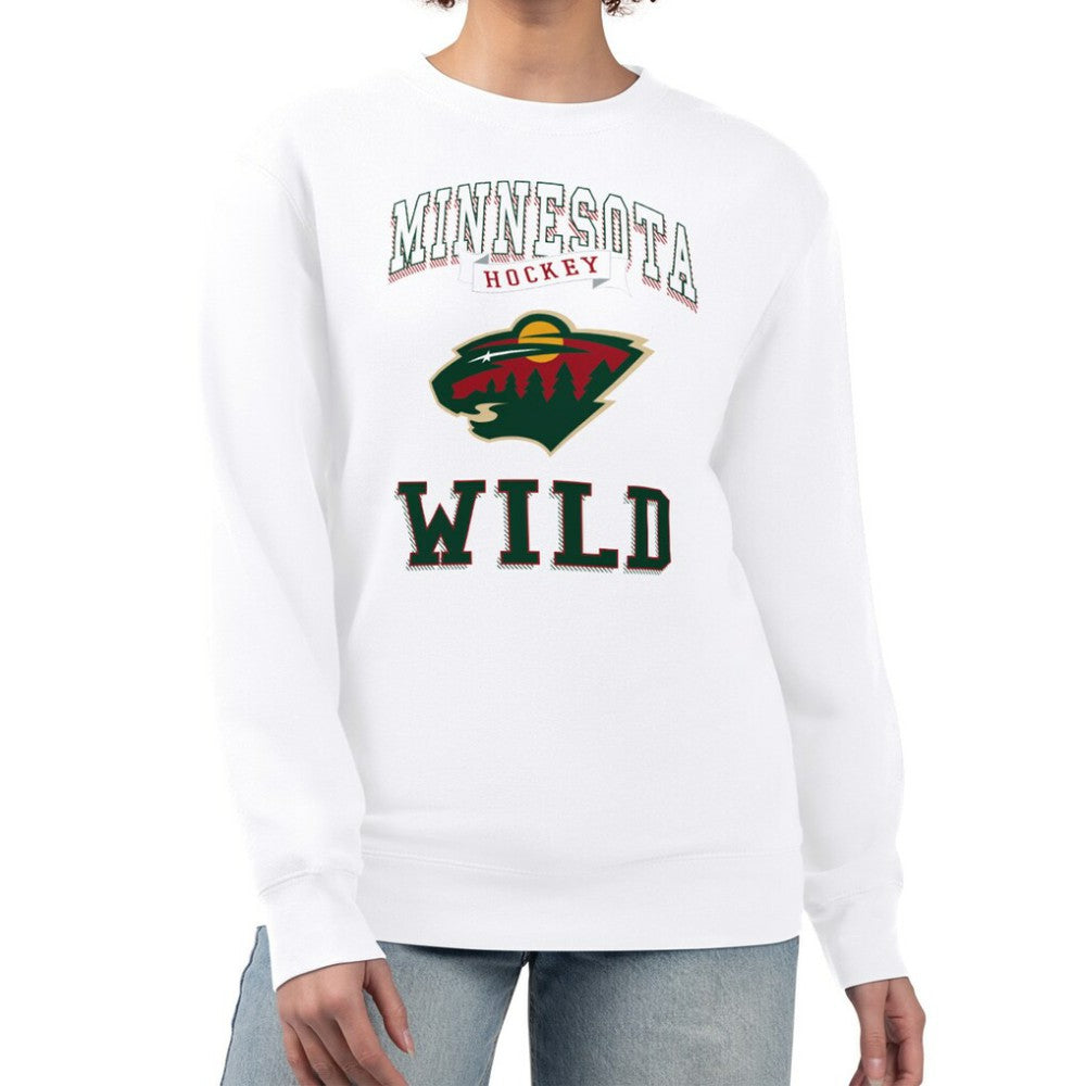 NHL Minnesota Wild G-III 4Her by Carl Banks Women's Team Logo Tri-Blend Fleece Pullover Sweatshirt - White