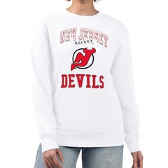 NHL New Jersey Devils G-III 4Her by Carl Banks Women's Team Logo Tri-Blend Fleece Pullover Sweatshirt - White