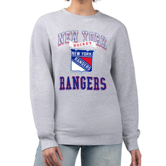 NHL New York Rangers G-III 4Her by Carl Banks Women's Team Logo Tri-Blend Fleece Pullover Sweatshirt - Heather Gray