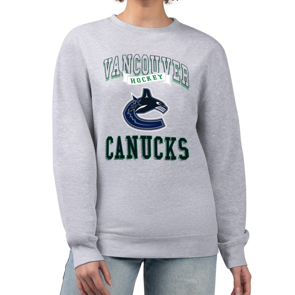 NHL Vancouver Canucks G-III 4Her by Carl Banks Women's Team Logo Tri-Blend Fleece Pullover Sweatshirt - Heather Gray