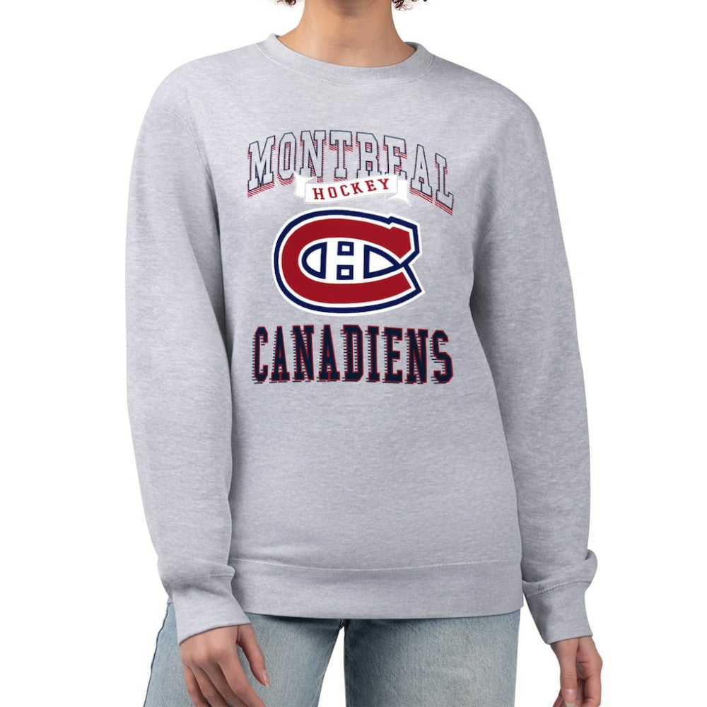 NHL Montreal Canadiens G-III 4Her by Carl Banks Women's Team Logo Tri-Blend Fleece Pullover Sweatshirt - Heather Gray