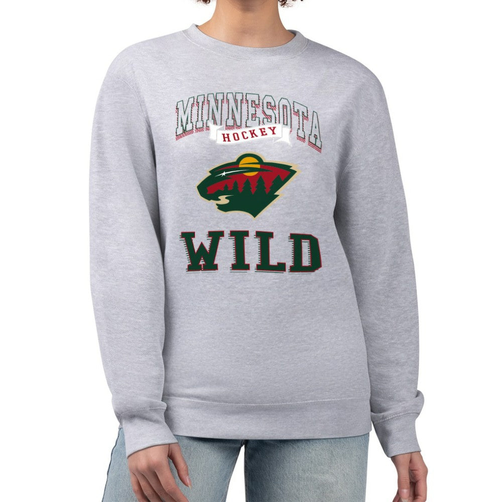 NHL Minnesota Wild G-III 4Her by Carl Banks Women's Team Logo Tri-Blend Fleece Pullover Sweatshirt - Heather Gray