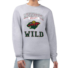 NHL Minnesota Wild G-III 4Her by Carl Banks Women's Team Logo Tri-Blend Fleece Pullover Sweatshirt - Heather Gray