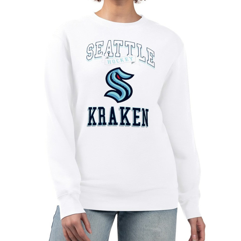 NHL Seattle Kraken G-III 4Her by Carl Banks Women's Team Logo Tri-Blend Fleece Pullover Sweatshirt - White