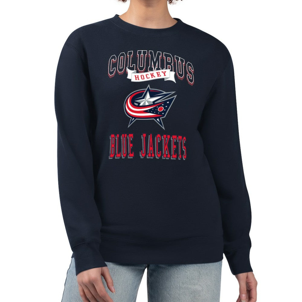 NHL Columbus Blue Jackets G-III 4Her by Carl Banks Women's Team Logo Tri-Blend Fleece Pullover Sweatshirt - Navy