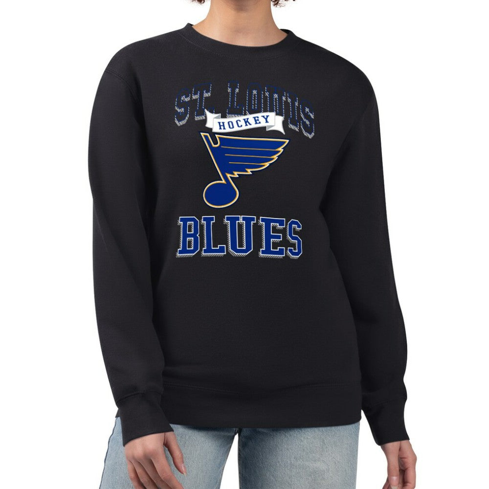 NHL St. Louis Blues G-III 4Her by Carl Banks Women's Team Logo Tri-Blend Fleece Pullover Sweatshirt - Black