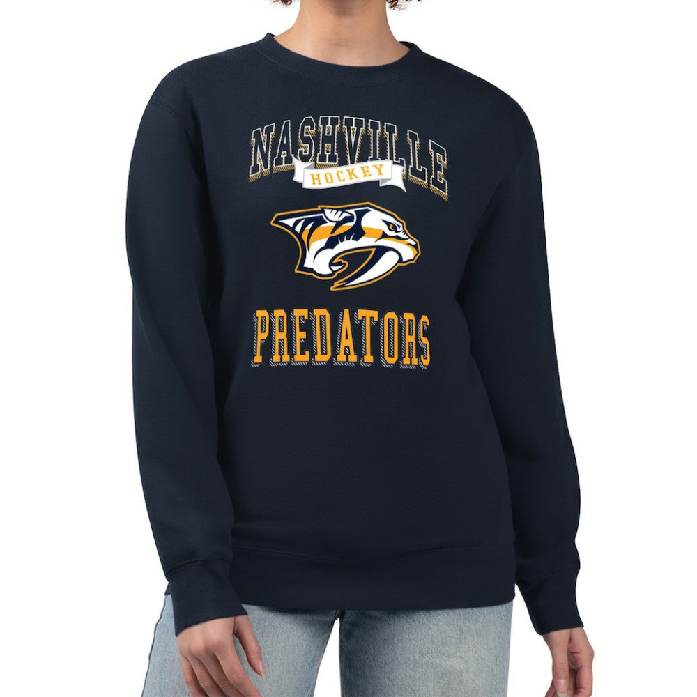 NHL Nashville Predators G-III 4Her by Carl Banks Women's Team Logo Tri-Blend Fleece Pullover Sweatshirt - Navy
