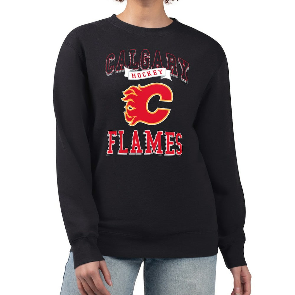 NHL Calgary Flames G-III 4Her by Carl Banks Women's Team Logo Tri-Blend Fleece Pullover Sweatshirt - Black