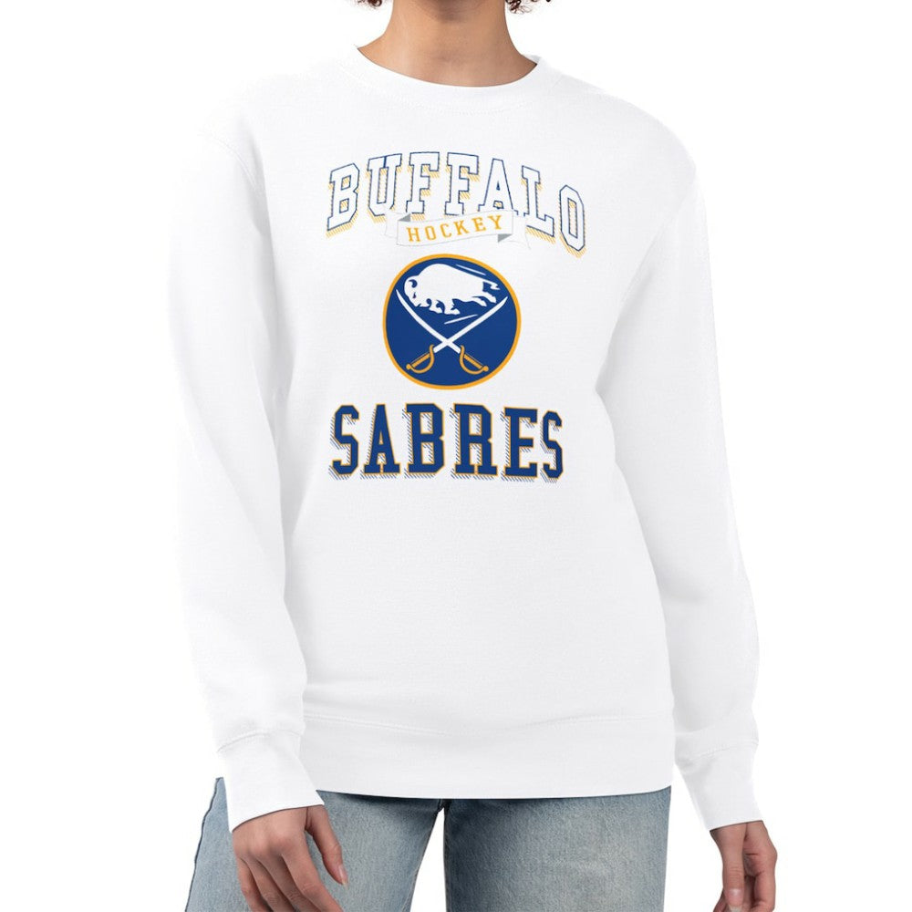 NHL Buffalo Sabres G-III 4Her by Carl Banks Women's Team Logo Tri-Blend Fleece Pullover Sweatshirt - White